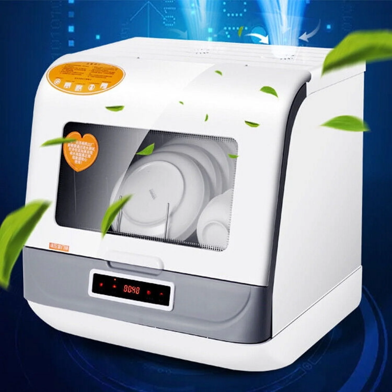 1.2KW Countertop Portable Countertop Dishwasher Compact Dishwasher 3 Programs
