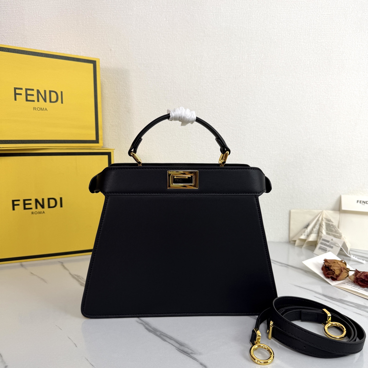 Fendi Baguette Mini FF Embossed Leather Bag