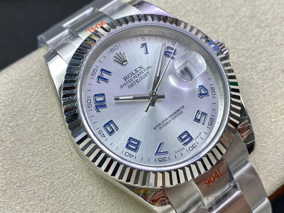 Rolex Watch DATEJUST 41 LIGHT BLUE NUMERALS SILVER CASE Watch