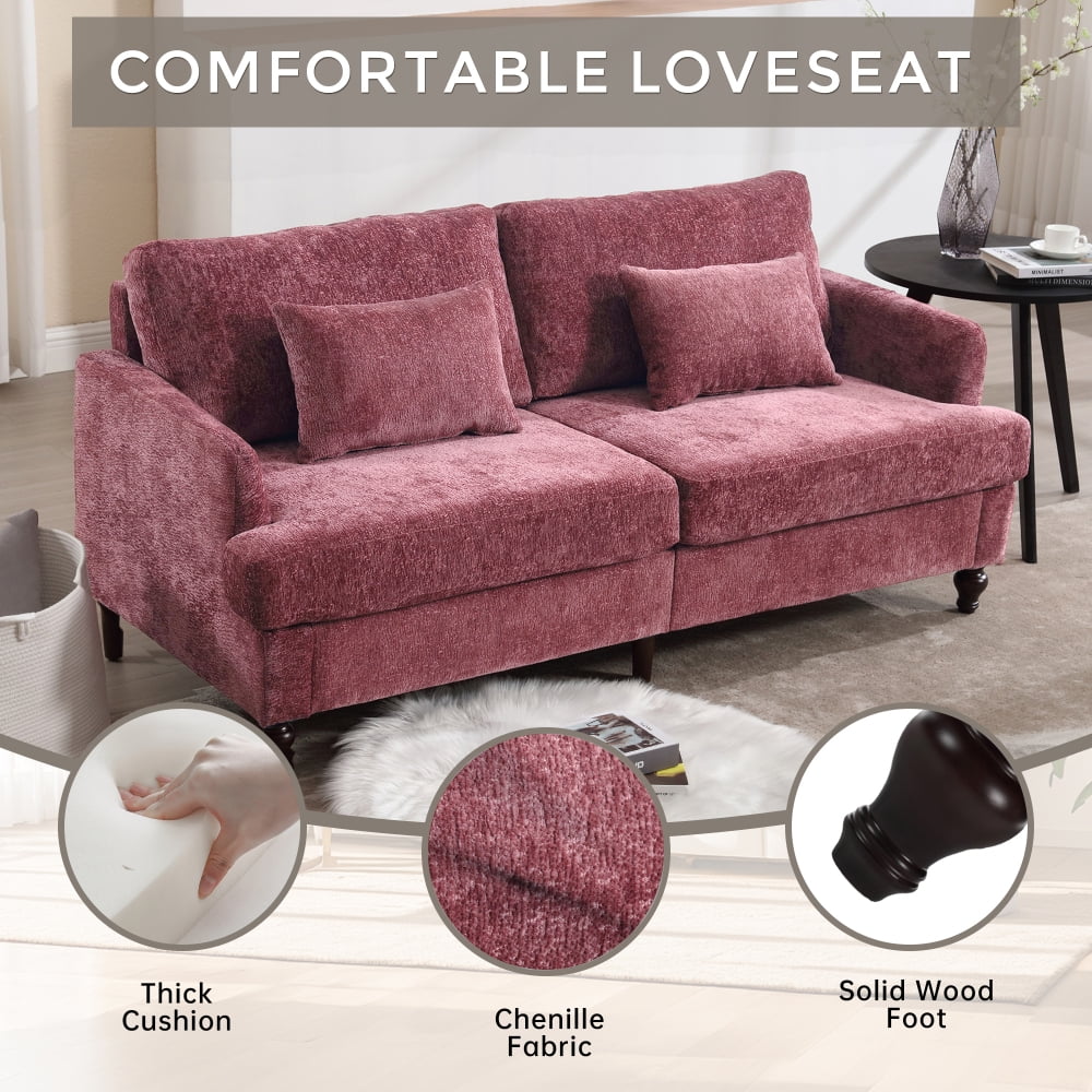 Mid Century Love Seat Sofa Couches,Modern Comfy Sofa with Deep Seat 2 PillowsSmall Sofa Couches for Living Room, Apartment, Office, Small Spaces