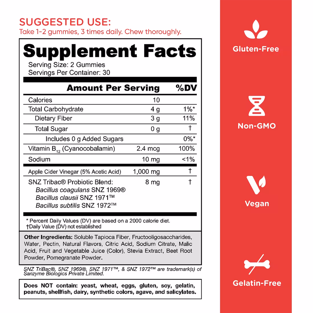 Goli Nutrition  Zero Sugar Apple Cider Vinegar+ Gummies