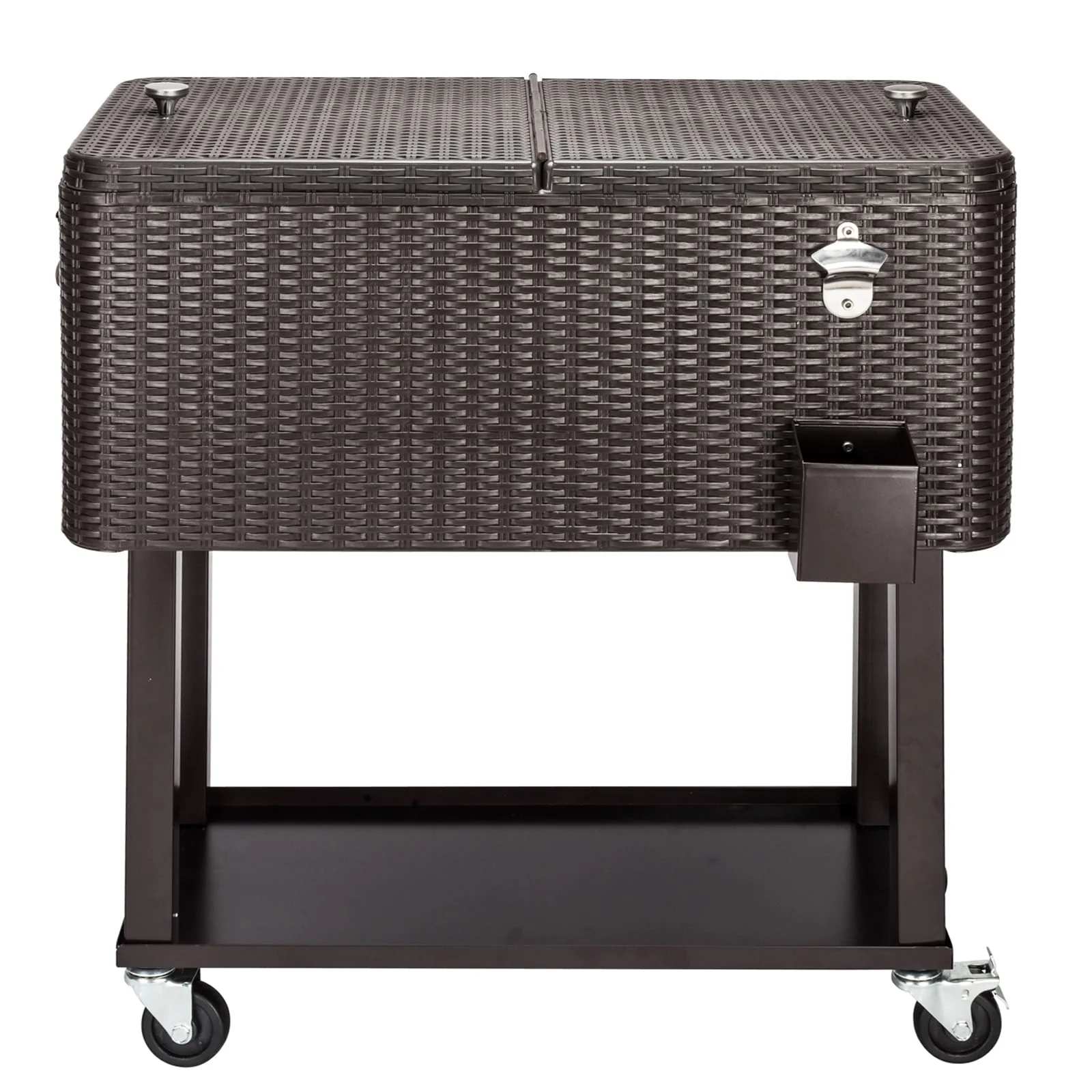 UWR-Nite 80 Quart Rolling Ice Chest on Wheels, Portable Patio Party Bar Drink Cooler Cart, with Shelf, Beverage Pool with Bottle Opener, Water Pipe