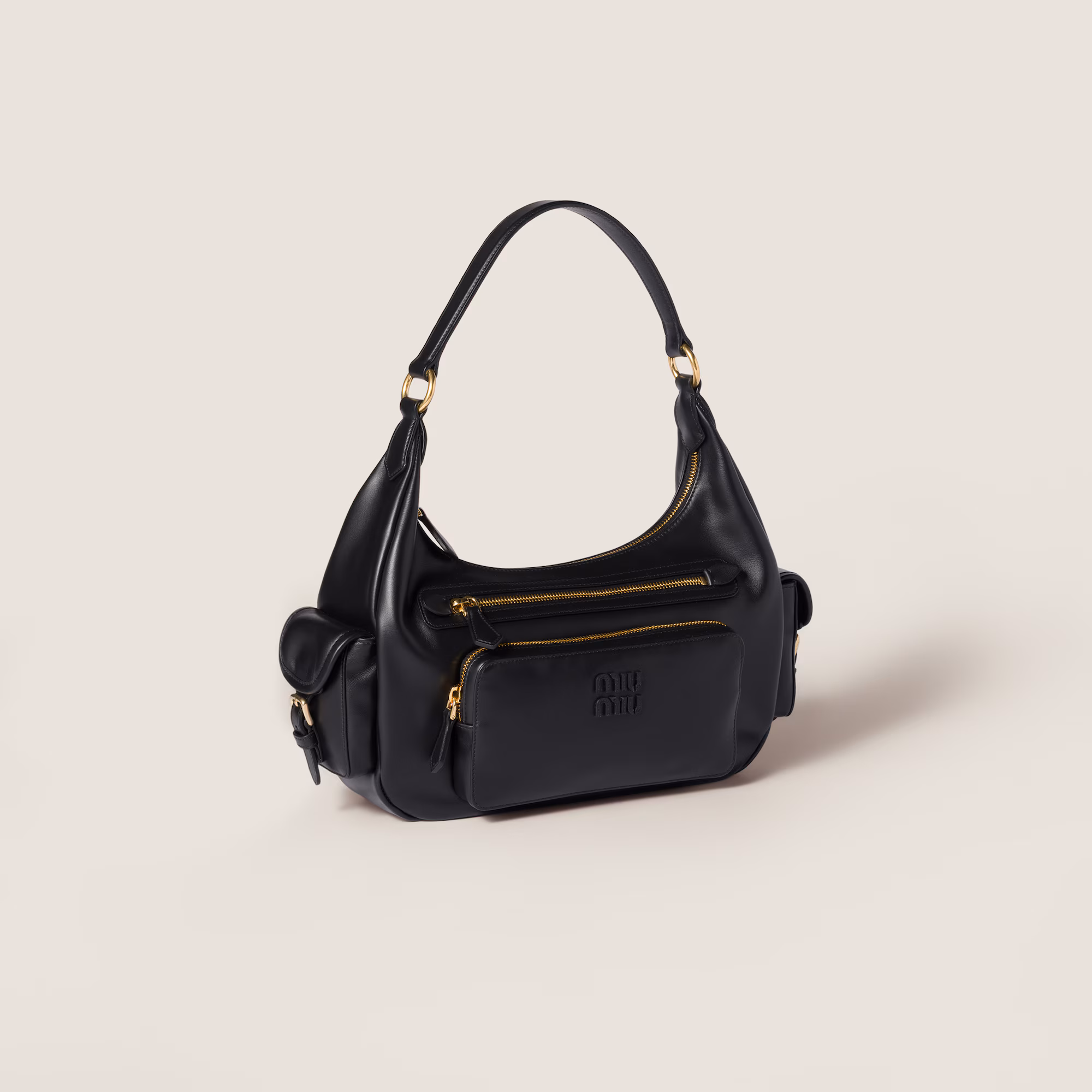 Pocket leather bag Black