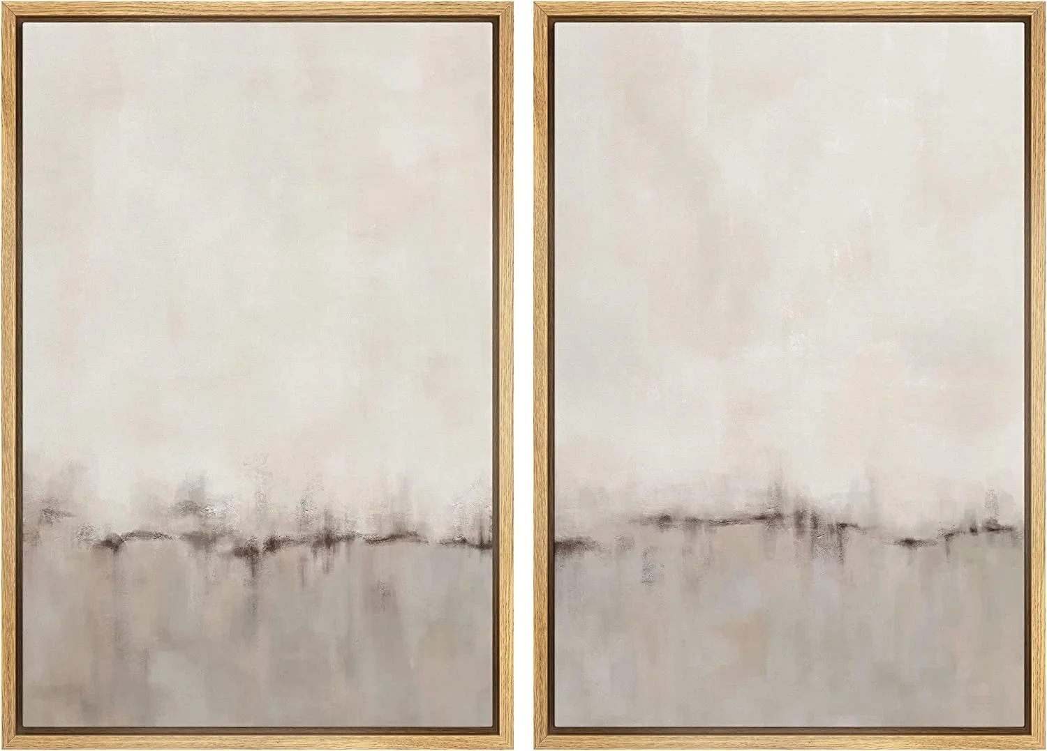 IDEA4WALL Framed Canvas Print Wall Art Set of 2 Watercolor Pastel Duotone Tan Landscape Abstract Modern Art Multicolor Contemporary Artwork for Bedroom, Office - 16