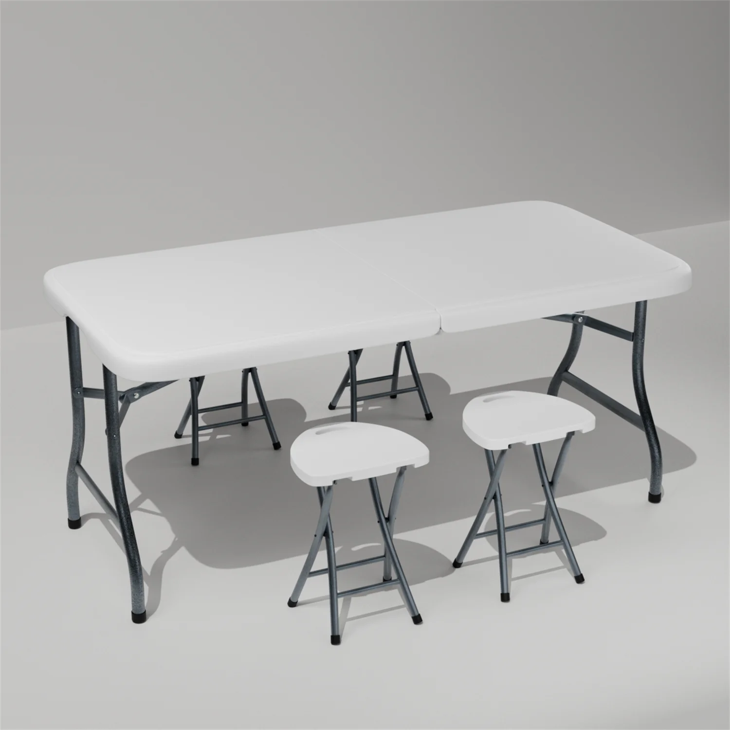 Hommoo 6ft Plastic FoldingTable,Portable Collapsible Table Outdoor Foldable Picnic Table for, Party, Hiking, Patio,Banquet, Wedding,Camping,with Lock,Handle, White
