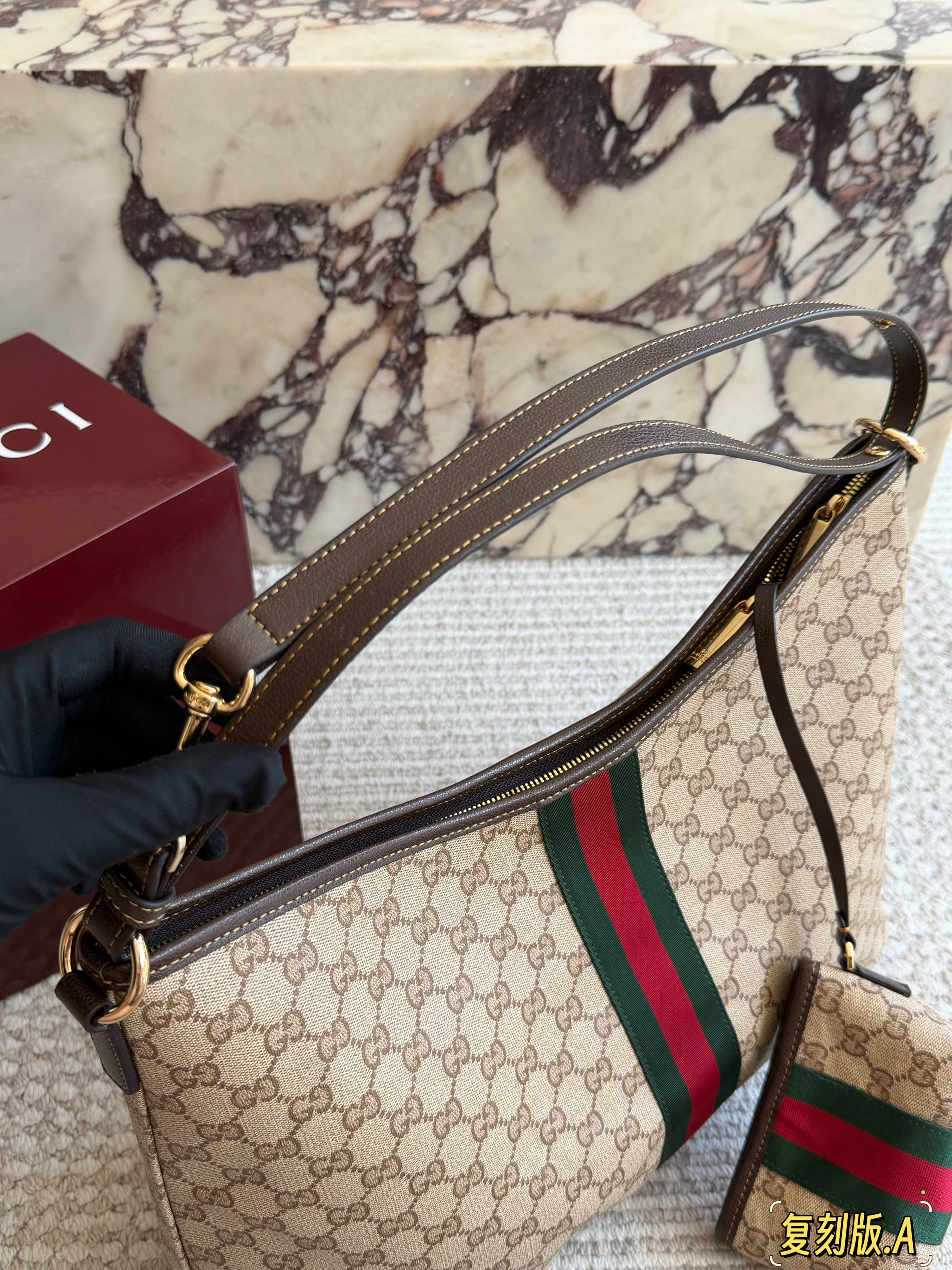 Gucci Vintage-Style Monogram Hobo Bag