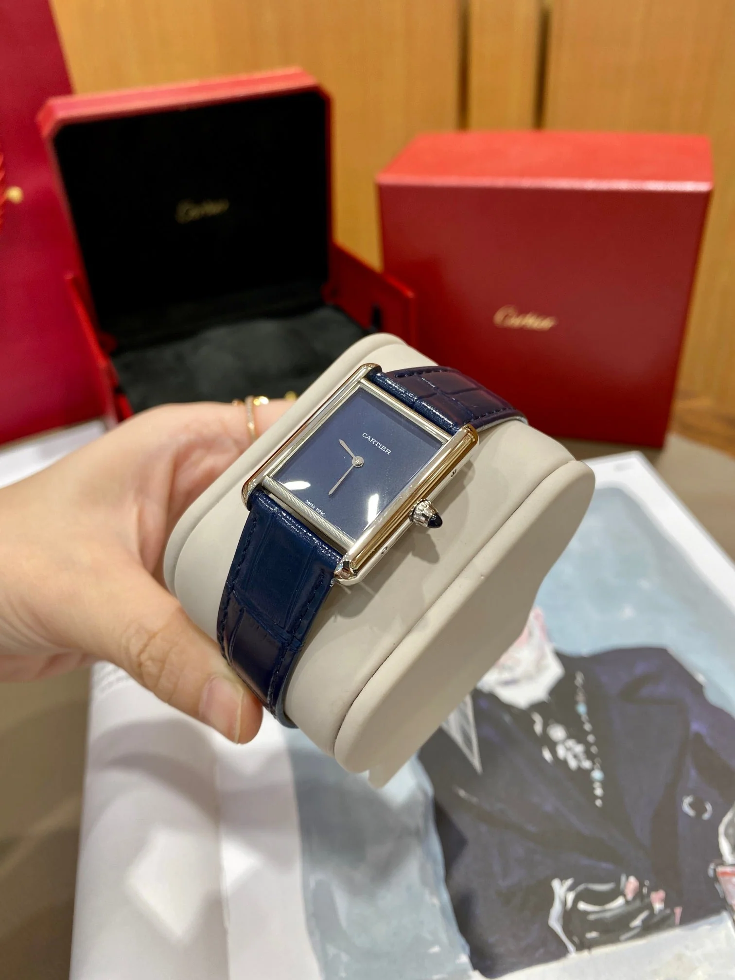 Cartier Watch Tank 25.5mm Quartz Blue Dial