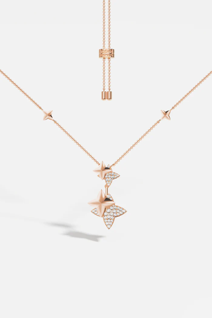 Collana Regolabile Doppia Météorites Oro Rosa