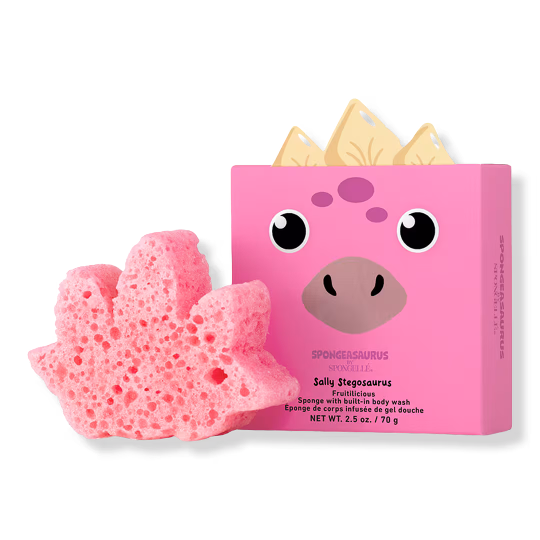 SPONGELLE  Sally Stegosaurus | Spongeasaurus Dinosaur Kids Body Wash Infused Buffer