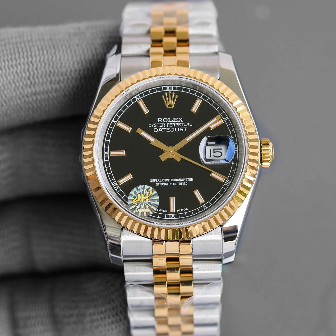Rolex Watch DATEJUST 36MM TWO-TONE BLACK DIAL JUBILEE Watch