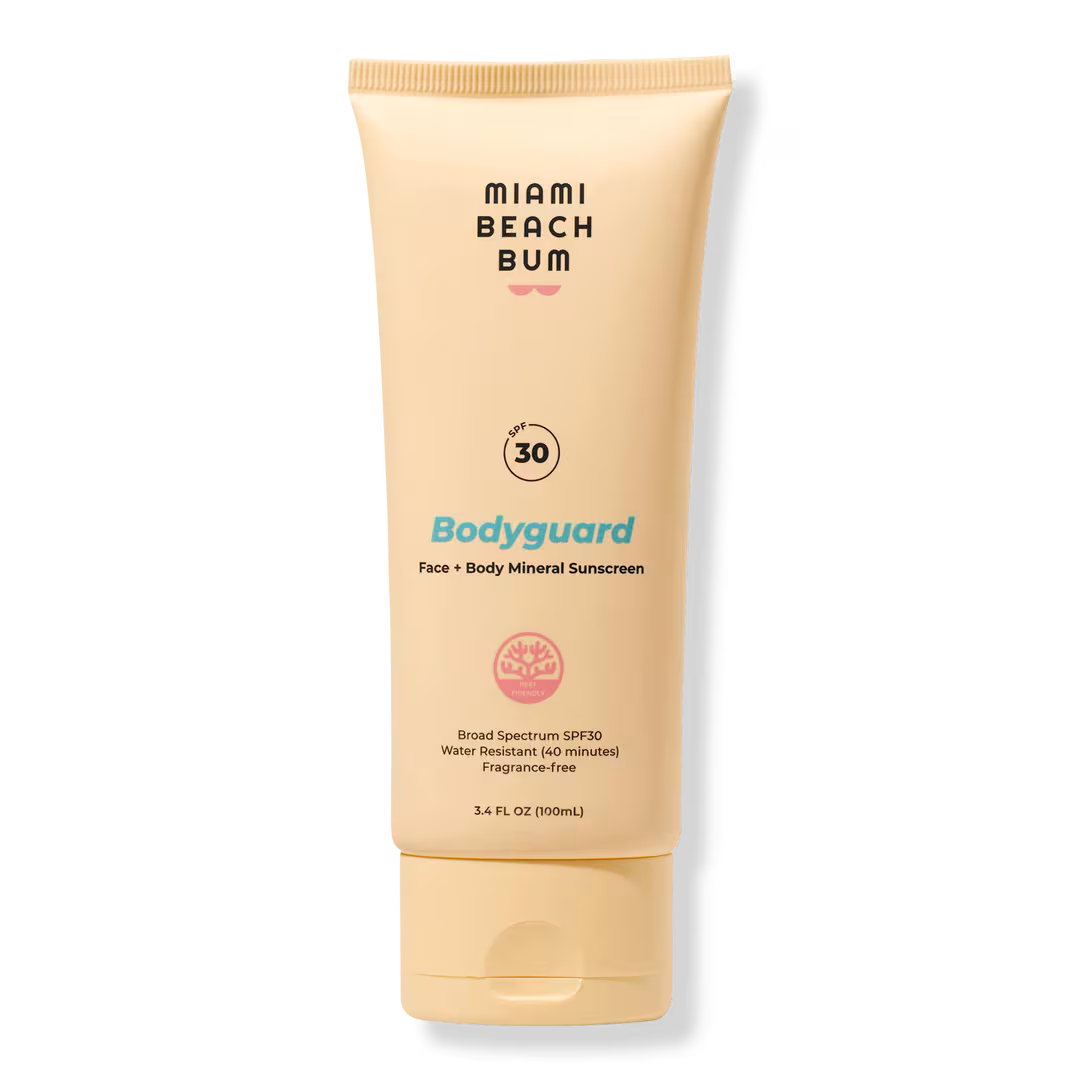 Miami Beach Bum  Bodyguard SPF 30 Mineral Sunscreen Lotion - Reef-Safe, Sheer No White Cast