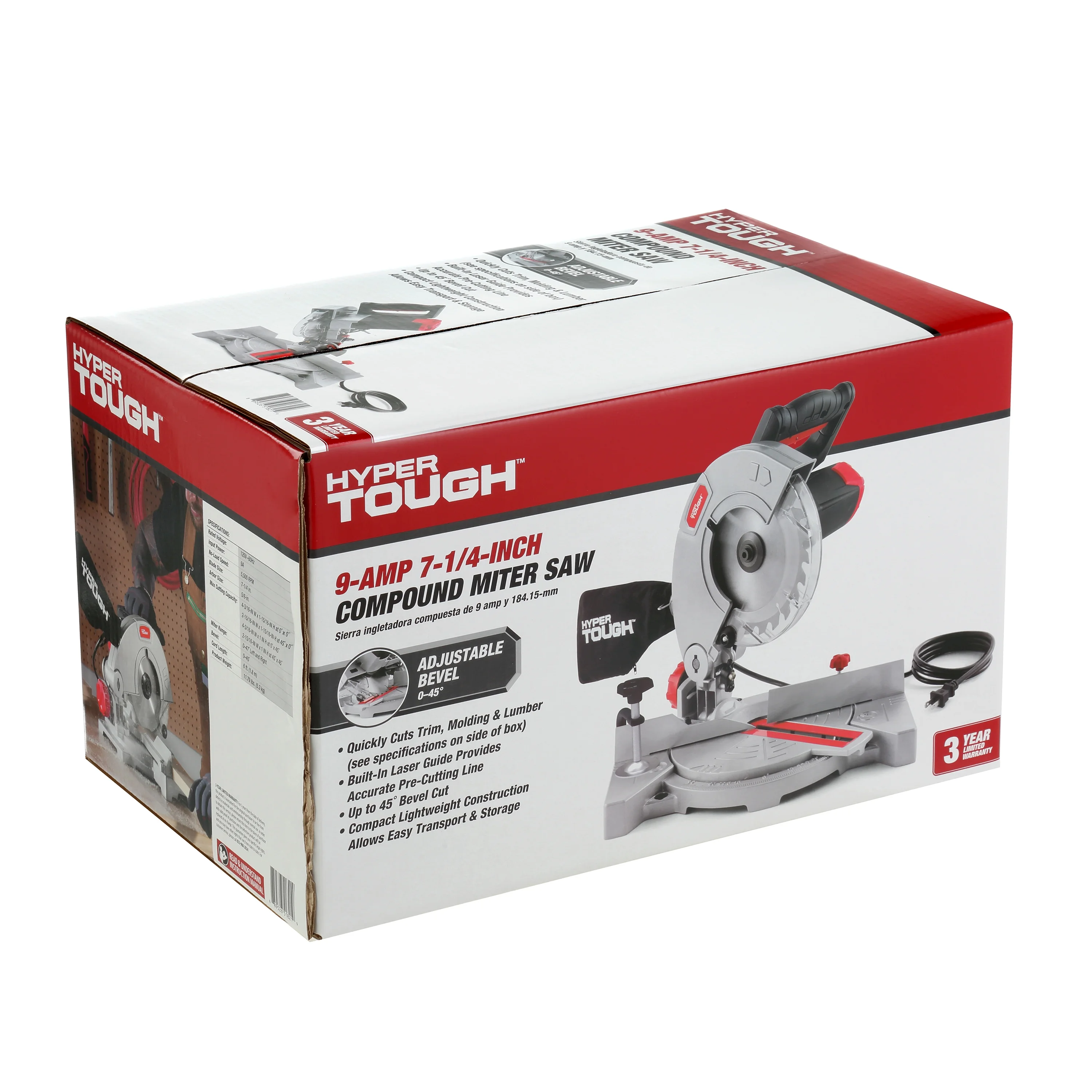Hyper Tough 9A 7-1/4 inch Corded Compound Miter Saw, New Condition