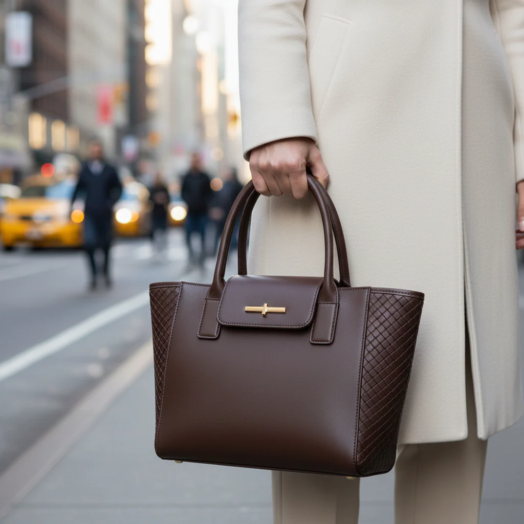 Brown Tote Woven Gussets