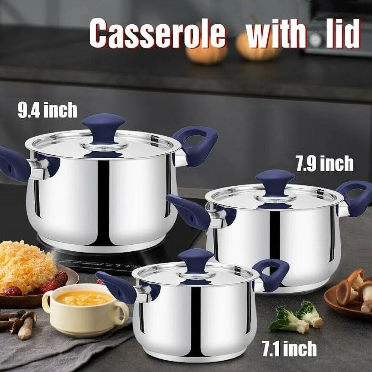 New 4-Piece Cookware Set Stainless SteelBlue