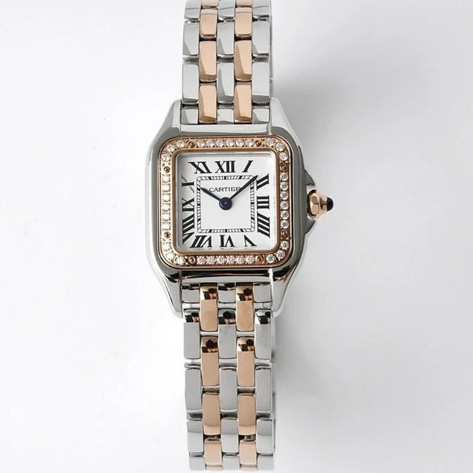 Cartier Watch PANTHERE DE CARTIE 22MM QUARTZ ROSE GOLD STEEL WHITE DIAL