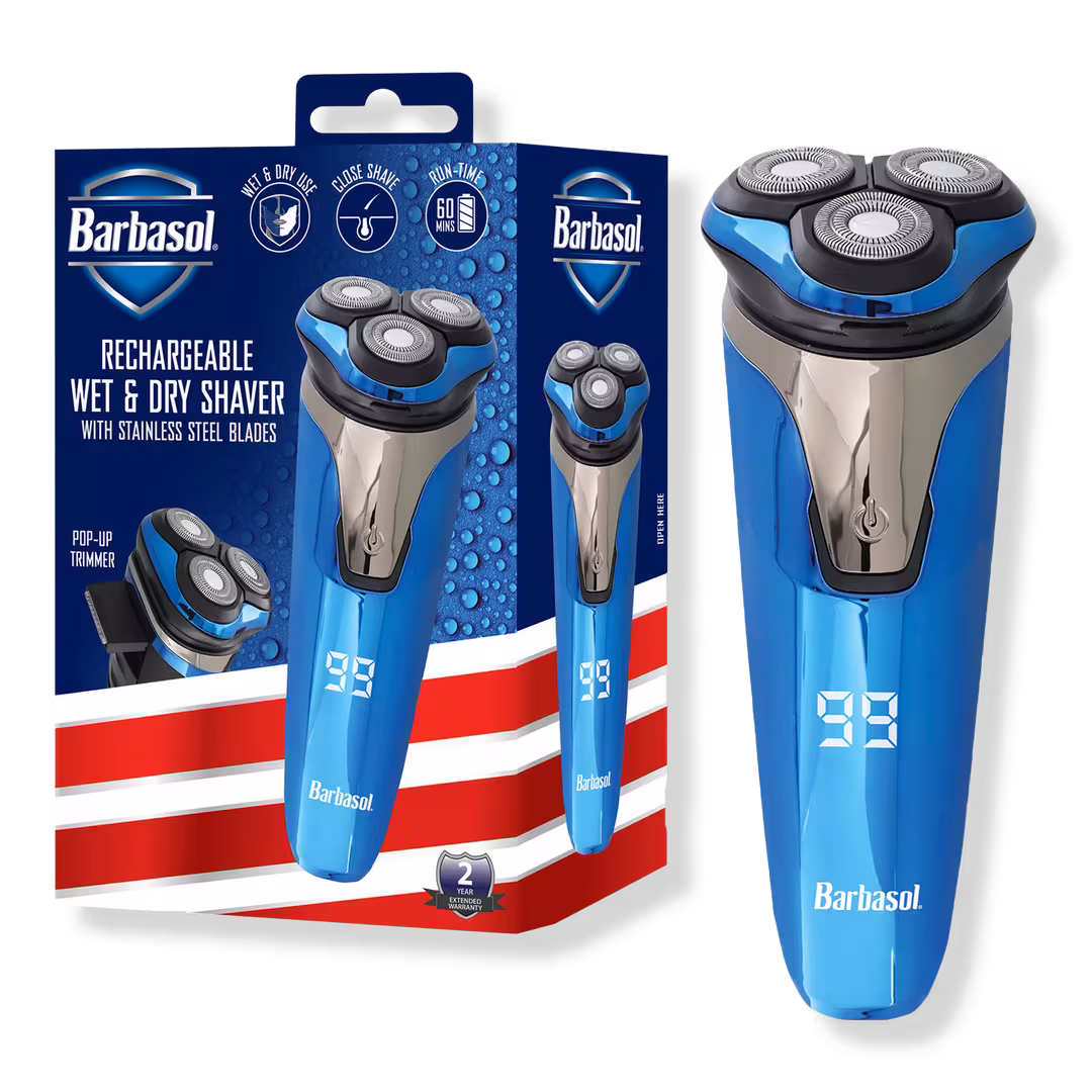 Barbasol Shaving  Rechargeable Wet & Dry Rotary Electric Shaver for Men with LCD Display