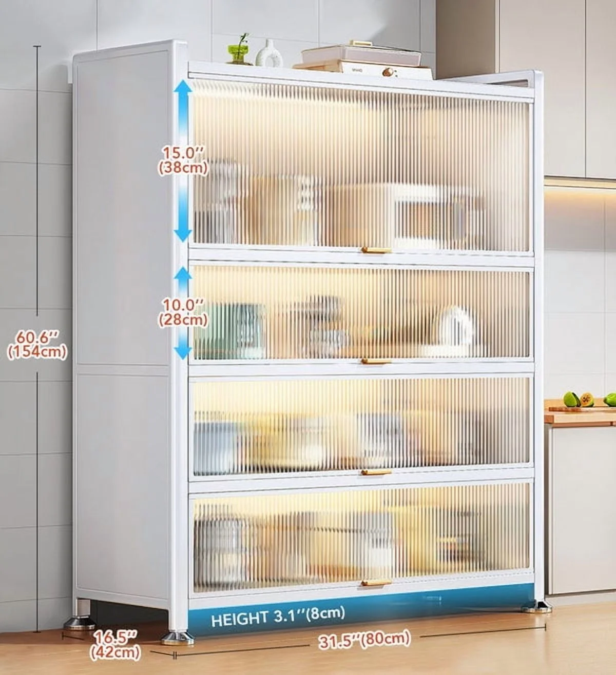 Joybos Upgraded Larger Heavy Metal Kitchen Storage Cabinet