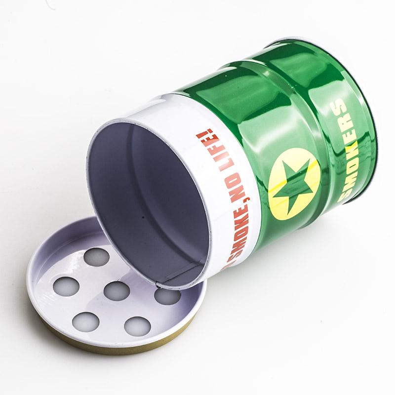 Oil Drum Shaped Tin Ashtray (Random Pattern)