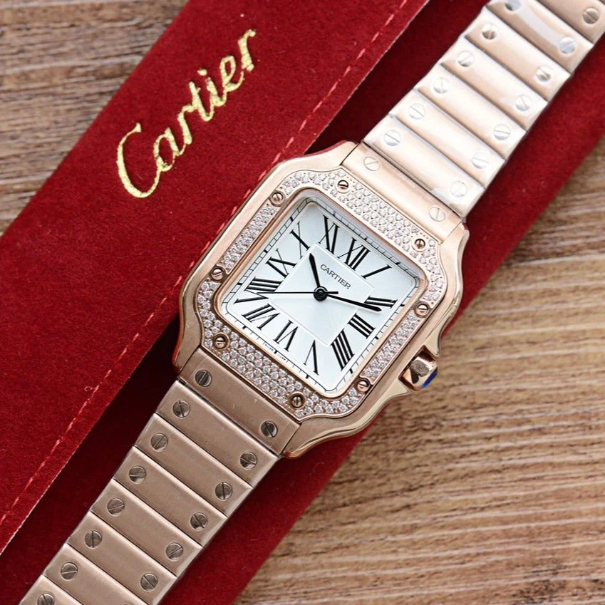 Cartier Watch SANTOS LADY 35MM QUARTZ 35MM ROSE GOLD DIAMOND