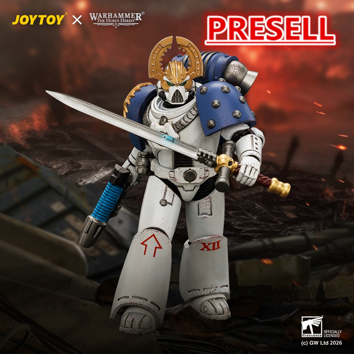 JOYTOY JT05145 Warhammer The Horus Heresy 1:18 World Eaters MKVI Tactical Sergeant with Plasma Pistol and Power Sword - JOYTOY WORLD
