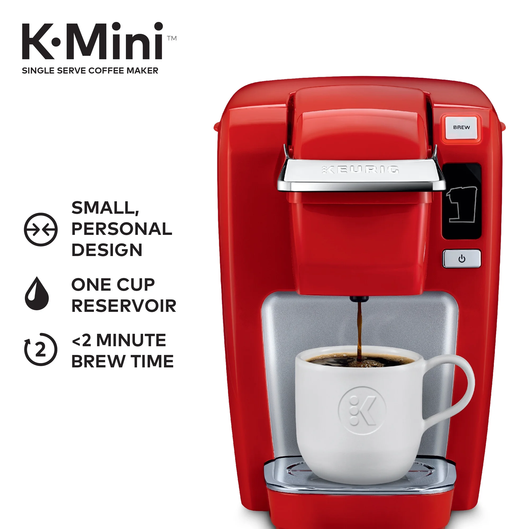 Keurig K-Mini K15 Single-Serve K-Cup Pod Coffee Maker, Chili Red