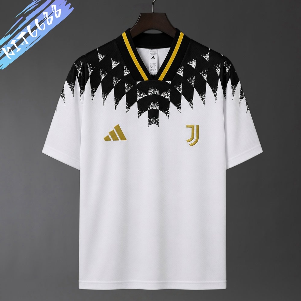 2025/2026 Juventus White with Black Geometric Pattern 1994 Vintage Remake Football Shirts (Fan Edition)