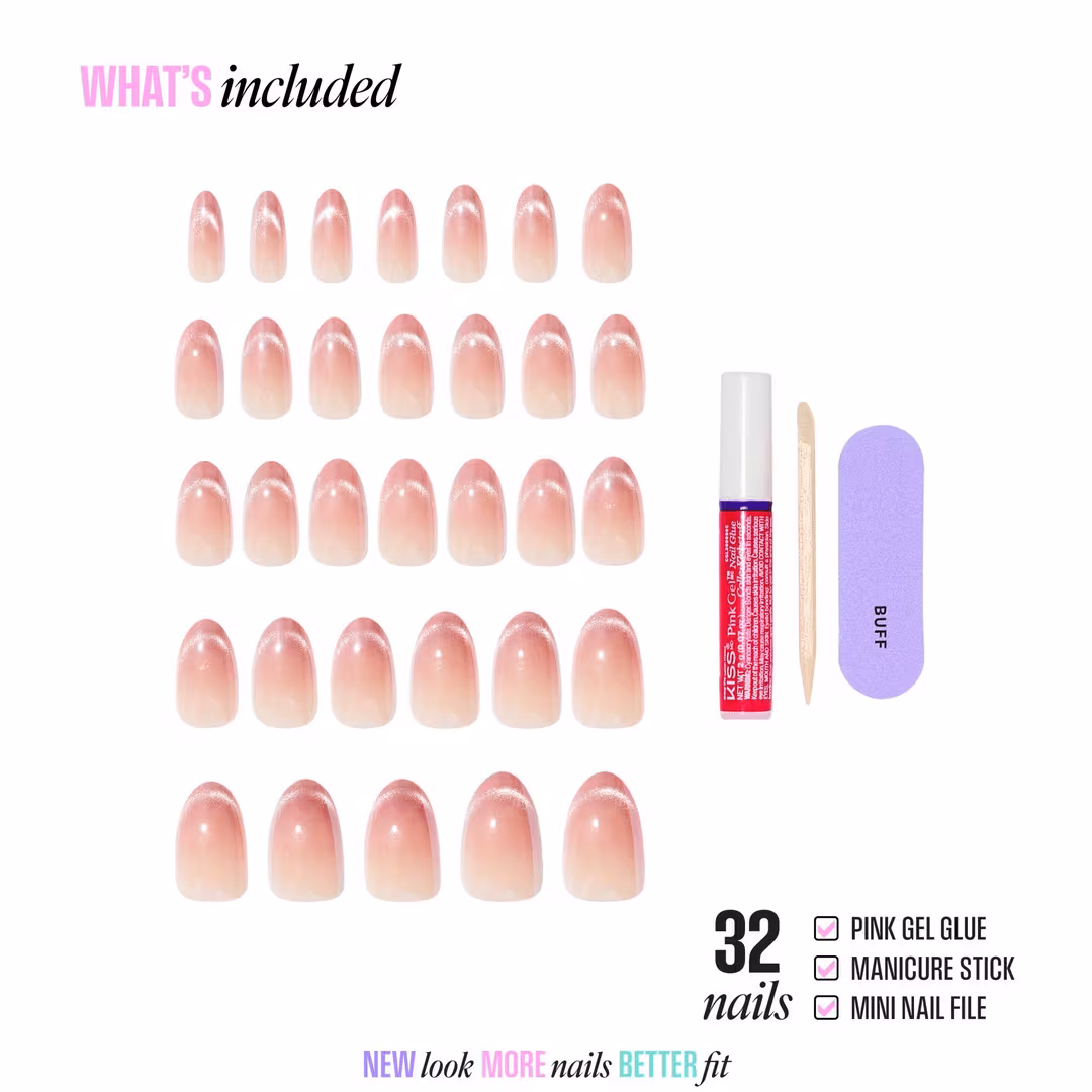 Kiss  Glam Embellished Medium Almond Press On Nails, Stardust Wonder