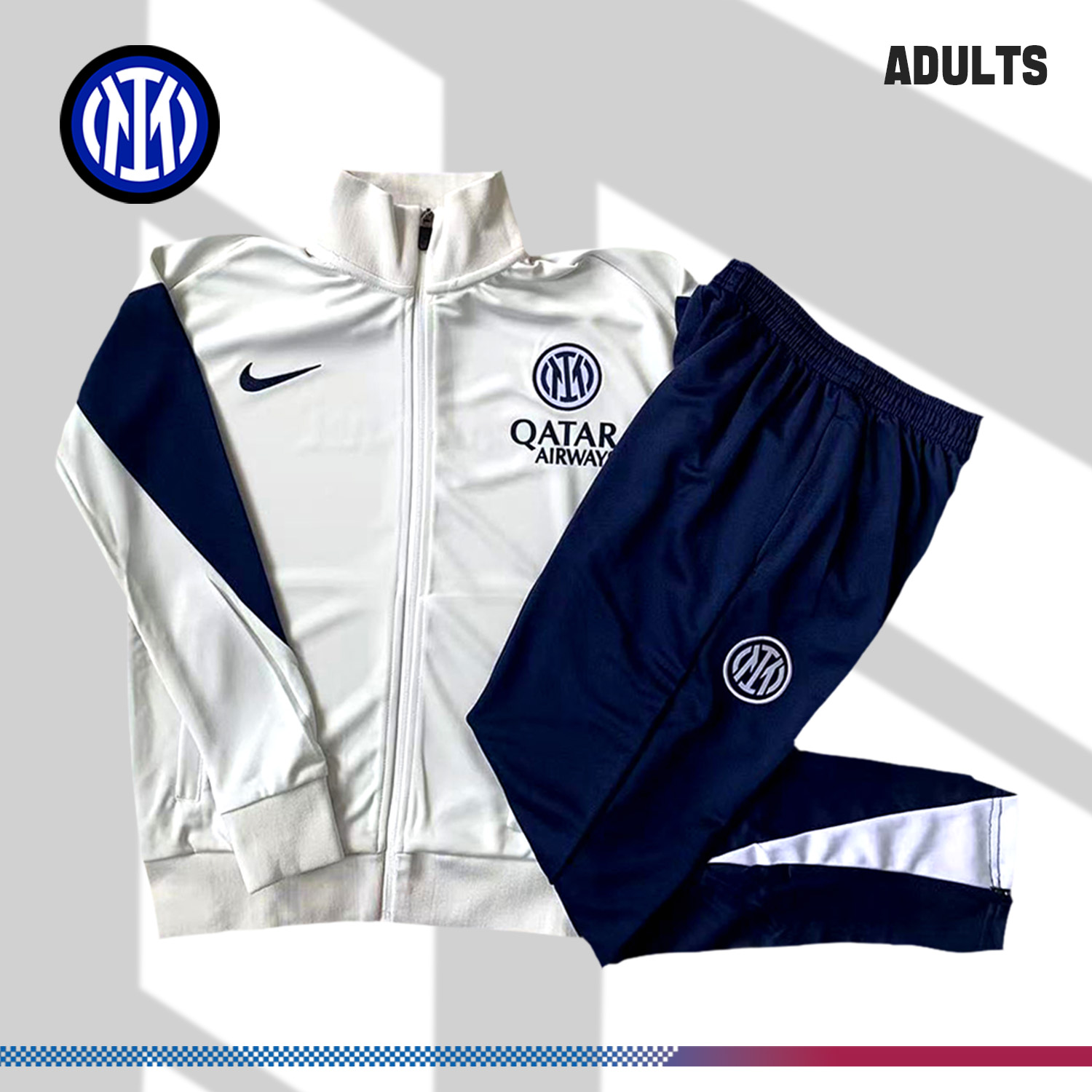 2025/2026 Inter Milan Creamy White Adult Full Zip Training Suit (Adult Kit)