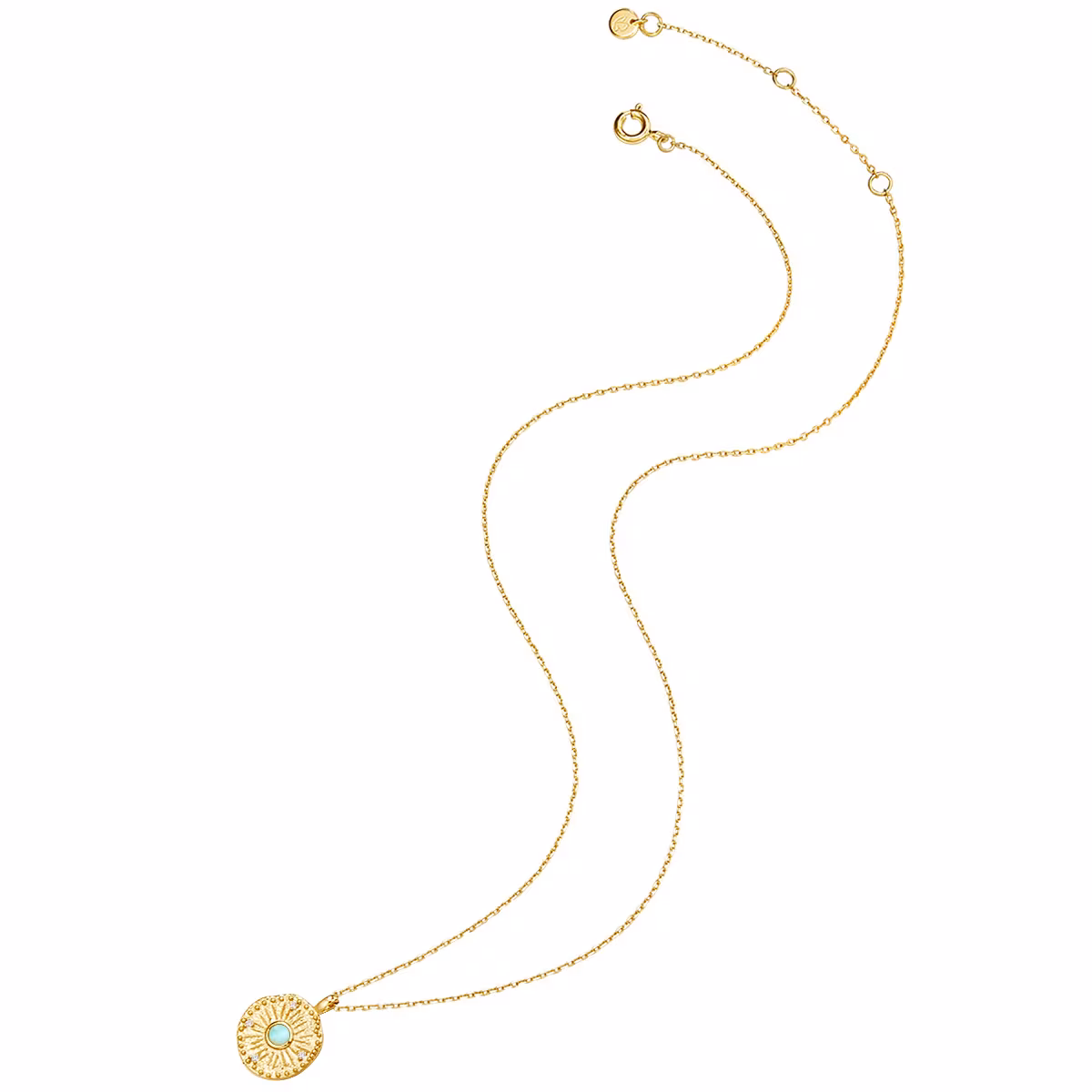 Halskette aus Sterling Silber in gelbgold mit Amazonit und Zirkonia