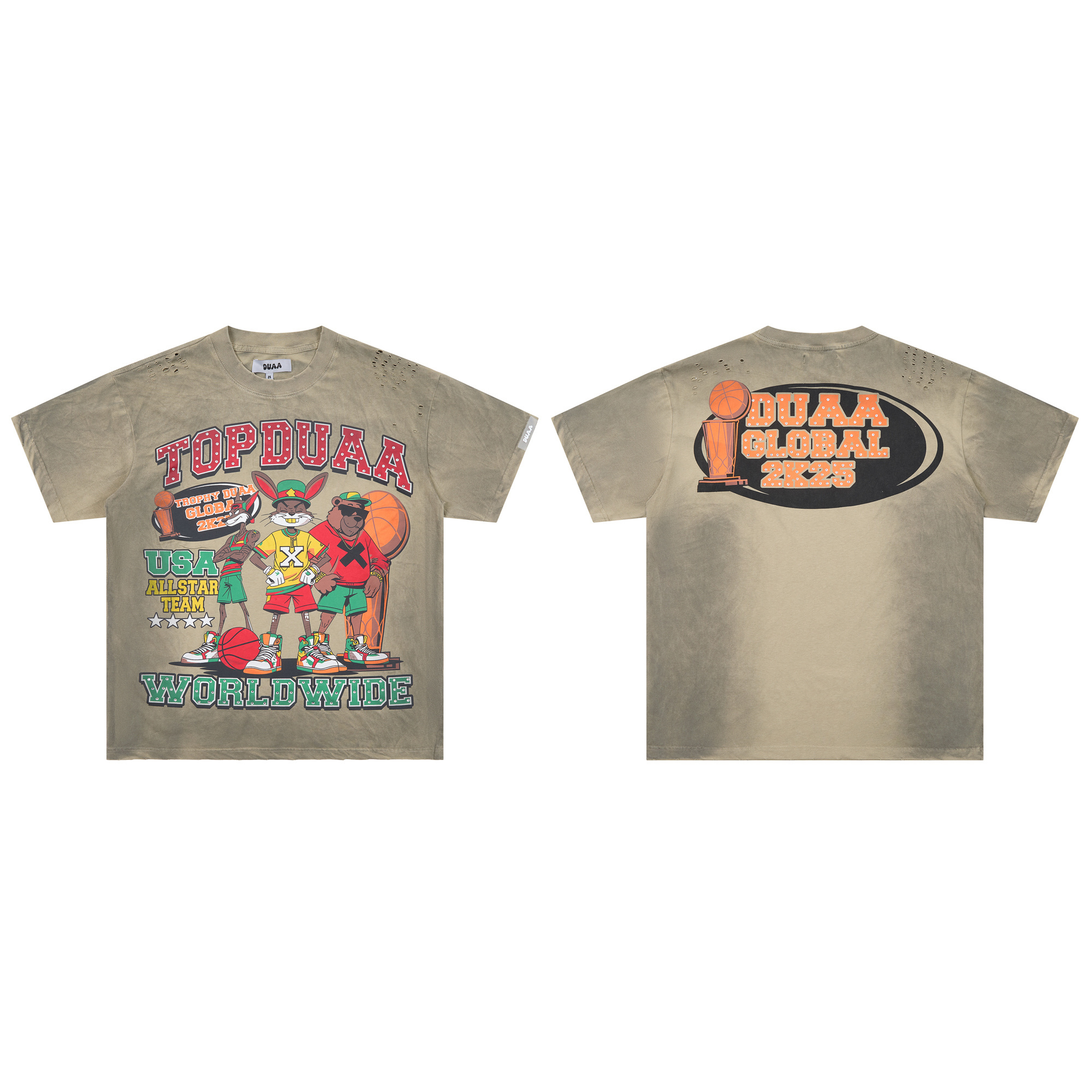 Basketball animal athlete printed short-sleeved T-shirt