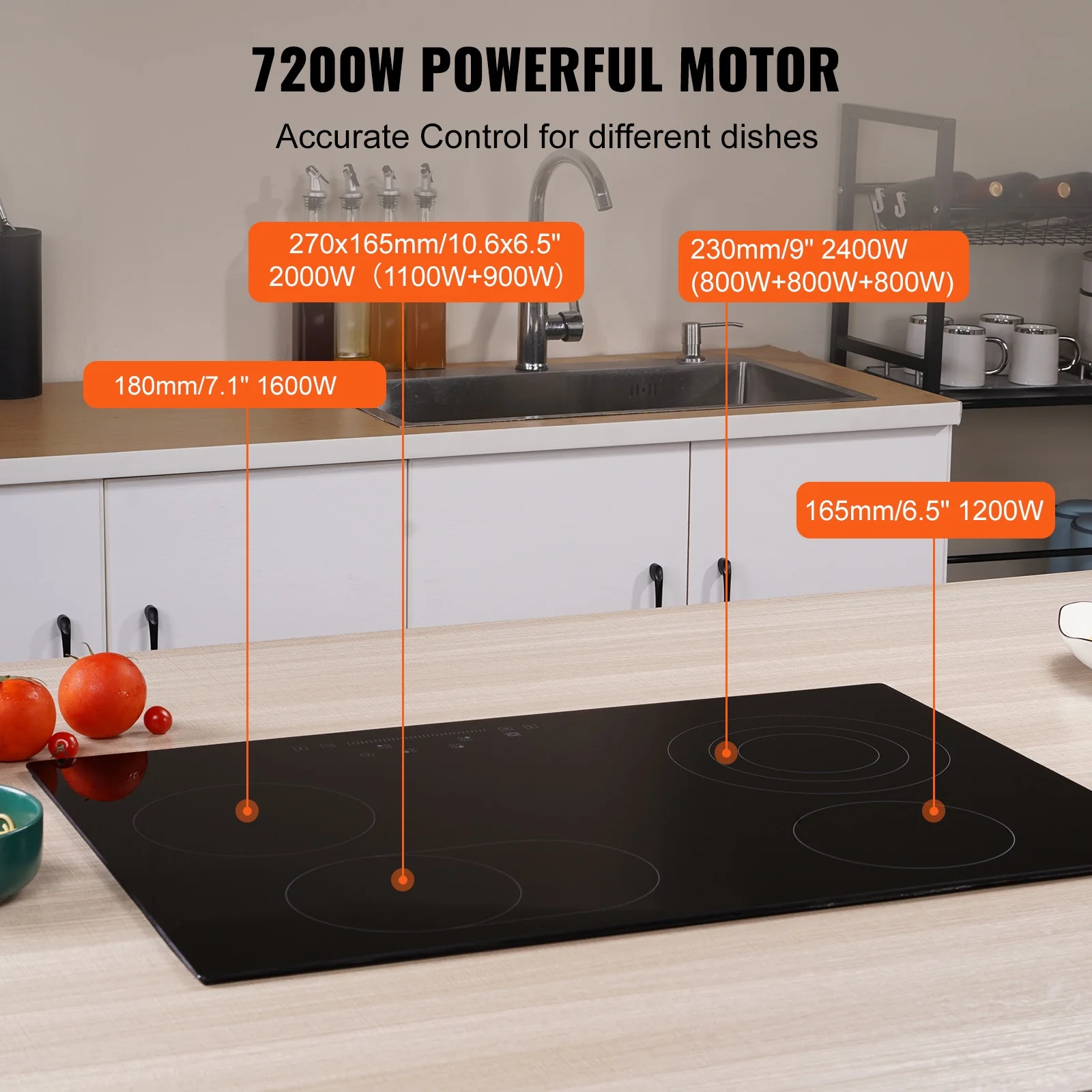 VEVOR 30'' Radiant Electric Cooktop in Black with 4 Burners
