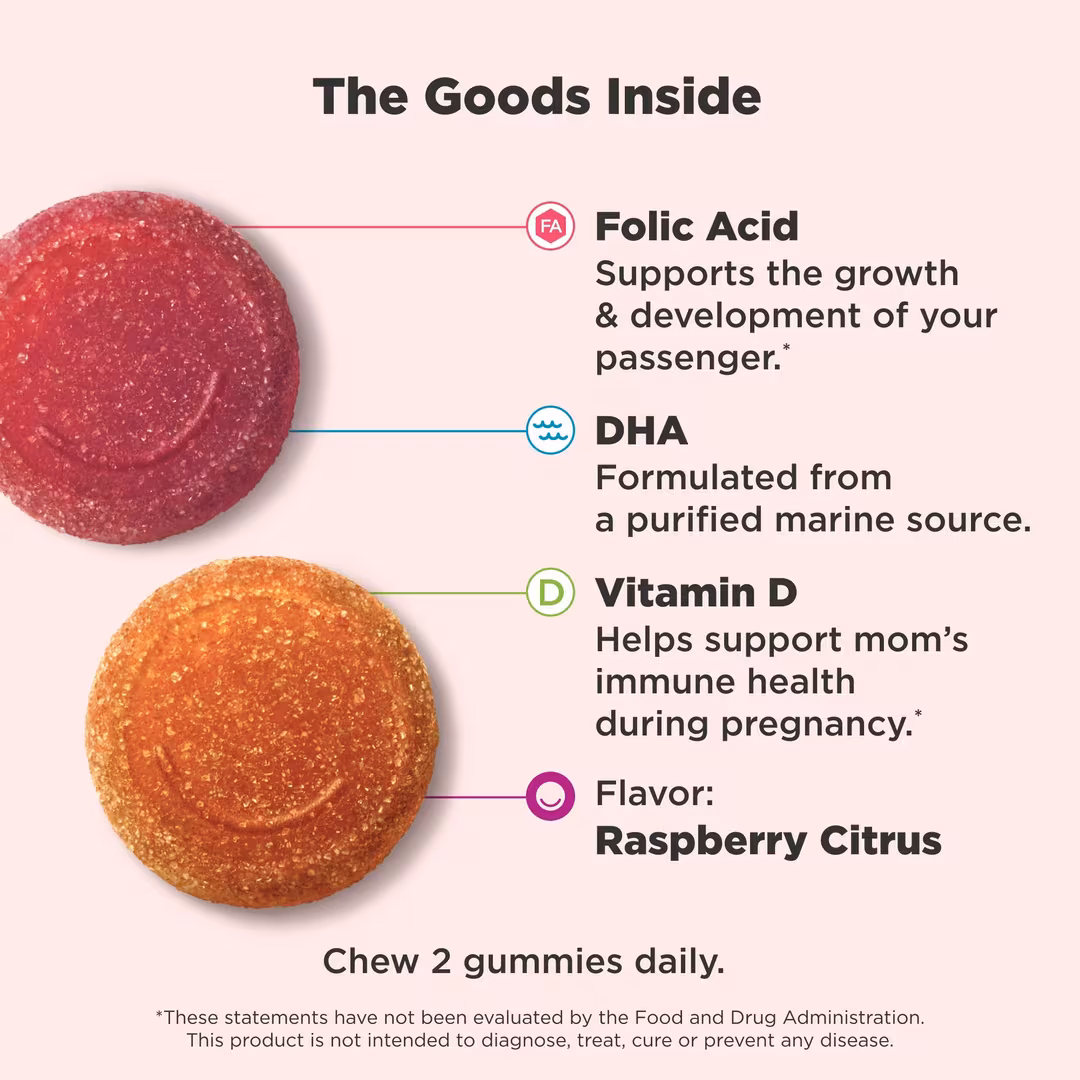 OLLY  Prenatal Multivitamin Gummy Supplement with Folic Acid