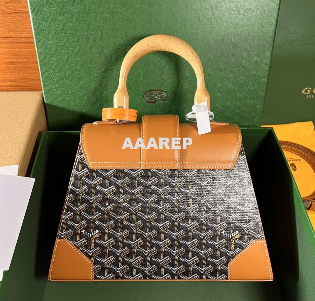 Replica Goyard Sac Saigon Pm Bag BPMLTY07CL07P Black with Brown