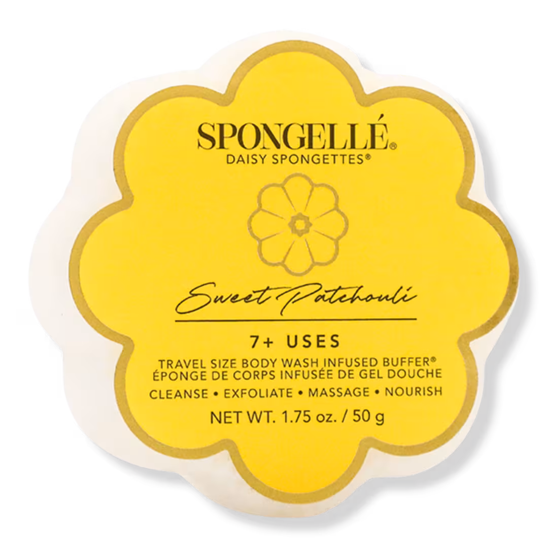 SPONGELLE  Sweet Patchouli Daisy Spongette | Travel Body Wash Infused Buffer