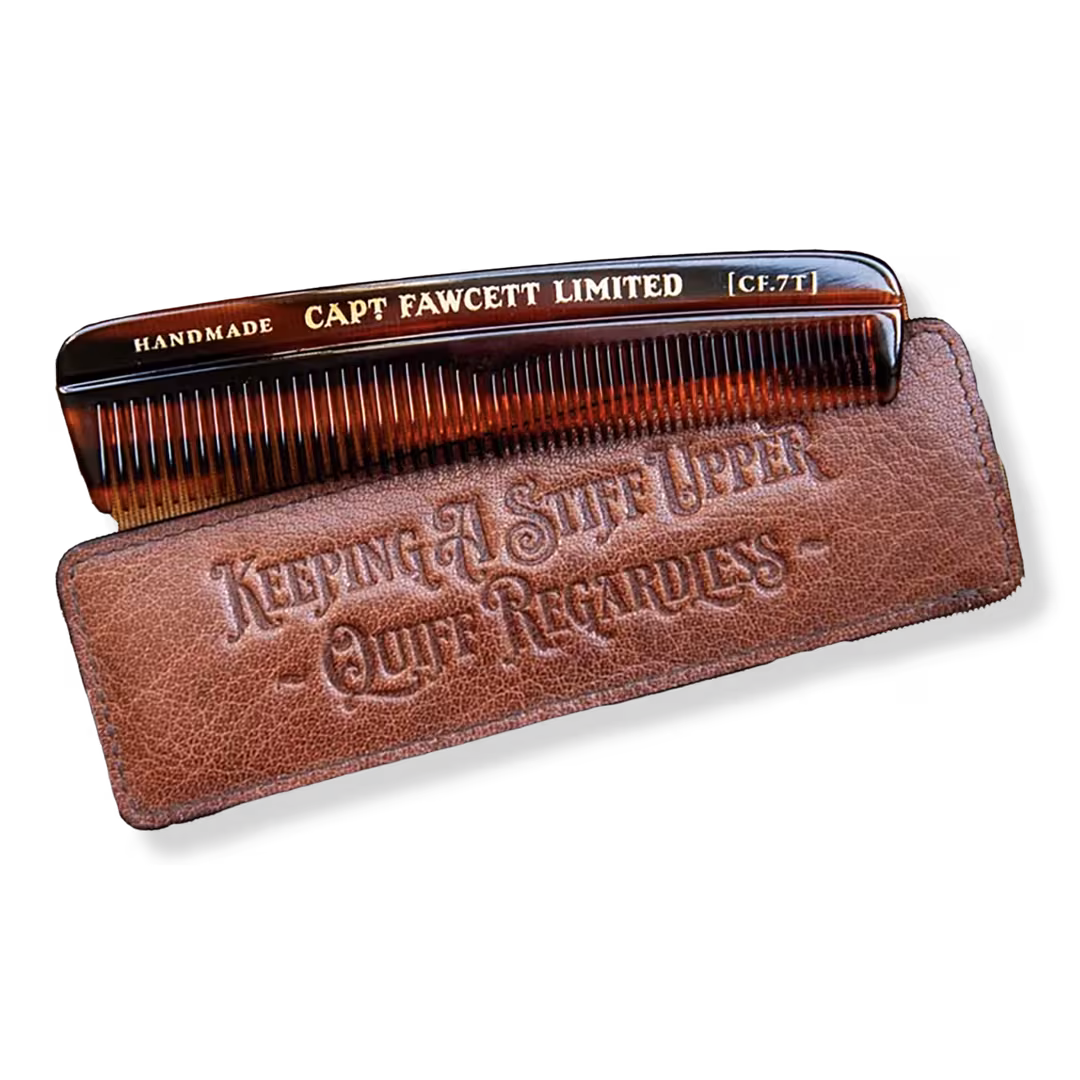 Captain Fawcett  Pocket Hair Comb with Leather Sleeve
