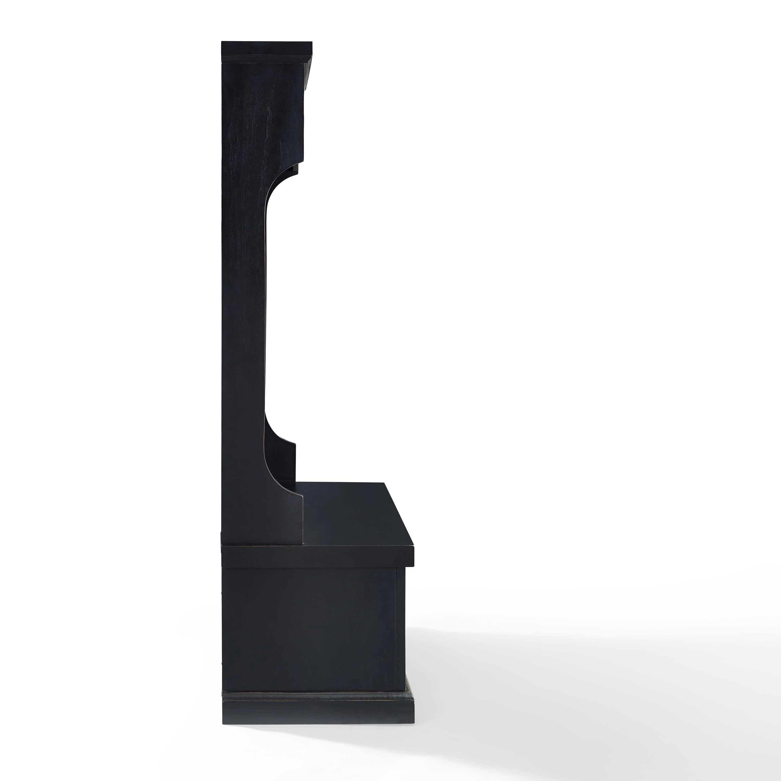 Crosley Furniture Seaside Wood Hall Tree in Distressed  Black