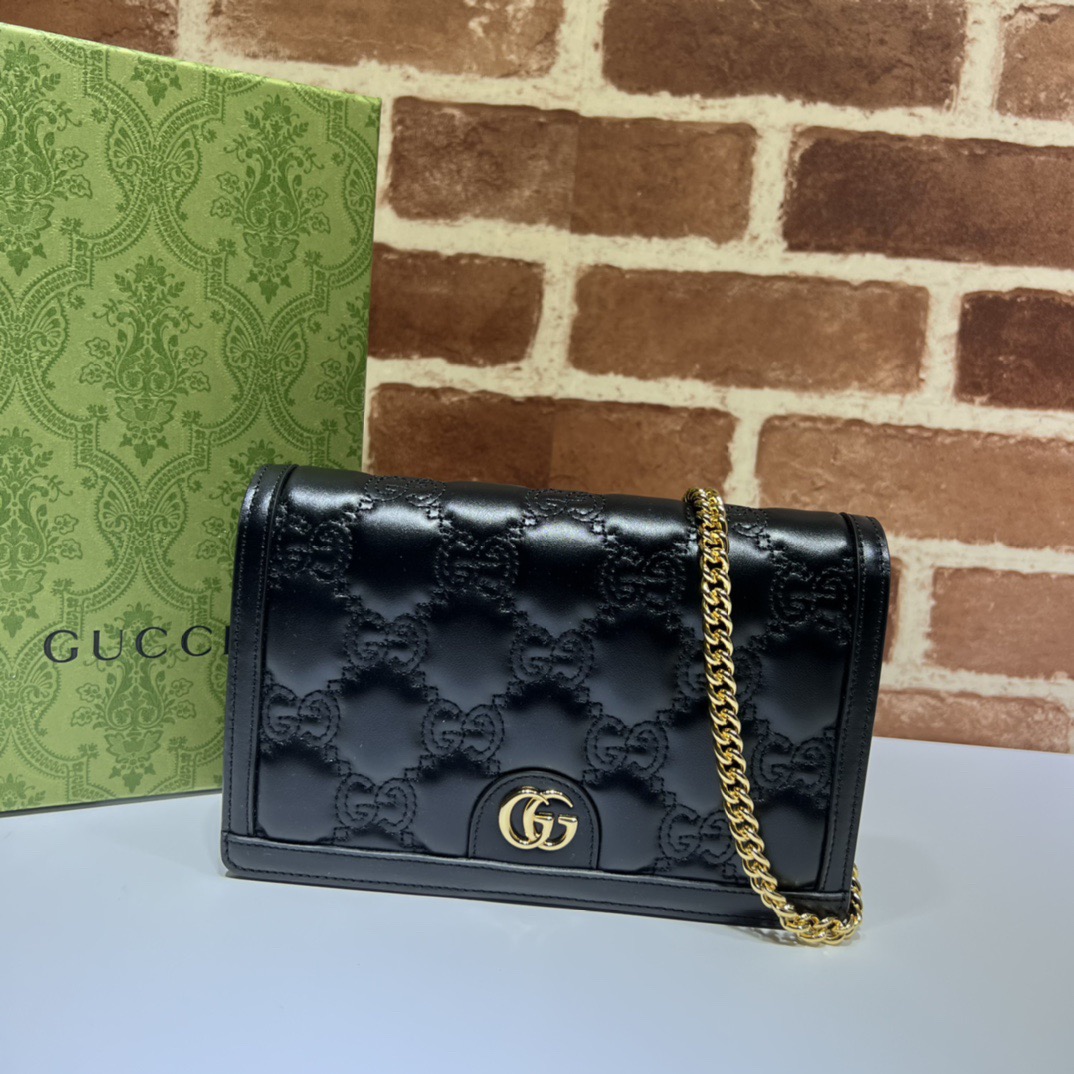 Gucci GG Marmont Quilted Chain Bag Black