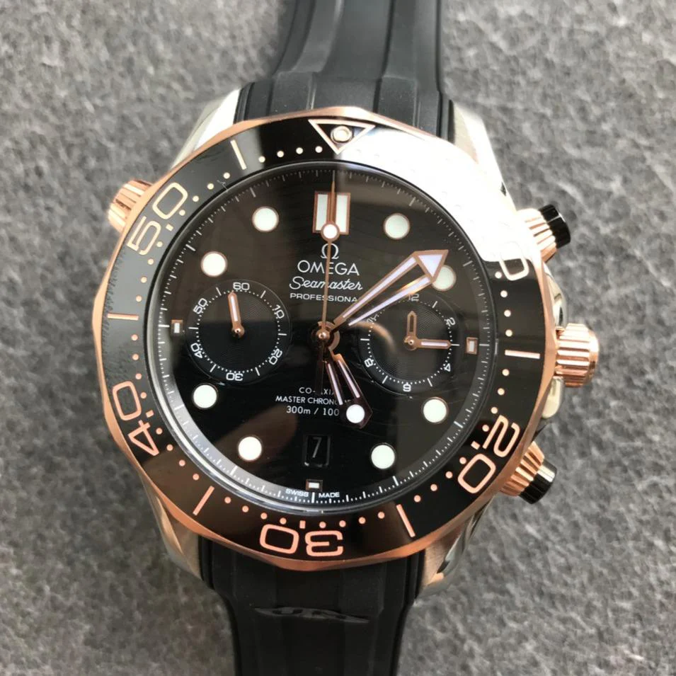 Omega Watch SEAMASTER DIVER 300M ROSE GOLD CASE 44MM CHRONOGRAPH BLACK DIAL