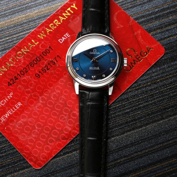 Omega Watch De Ville 27.4mm Blue Dial Leather