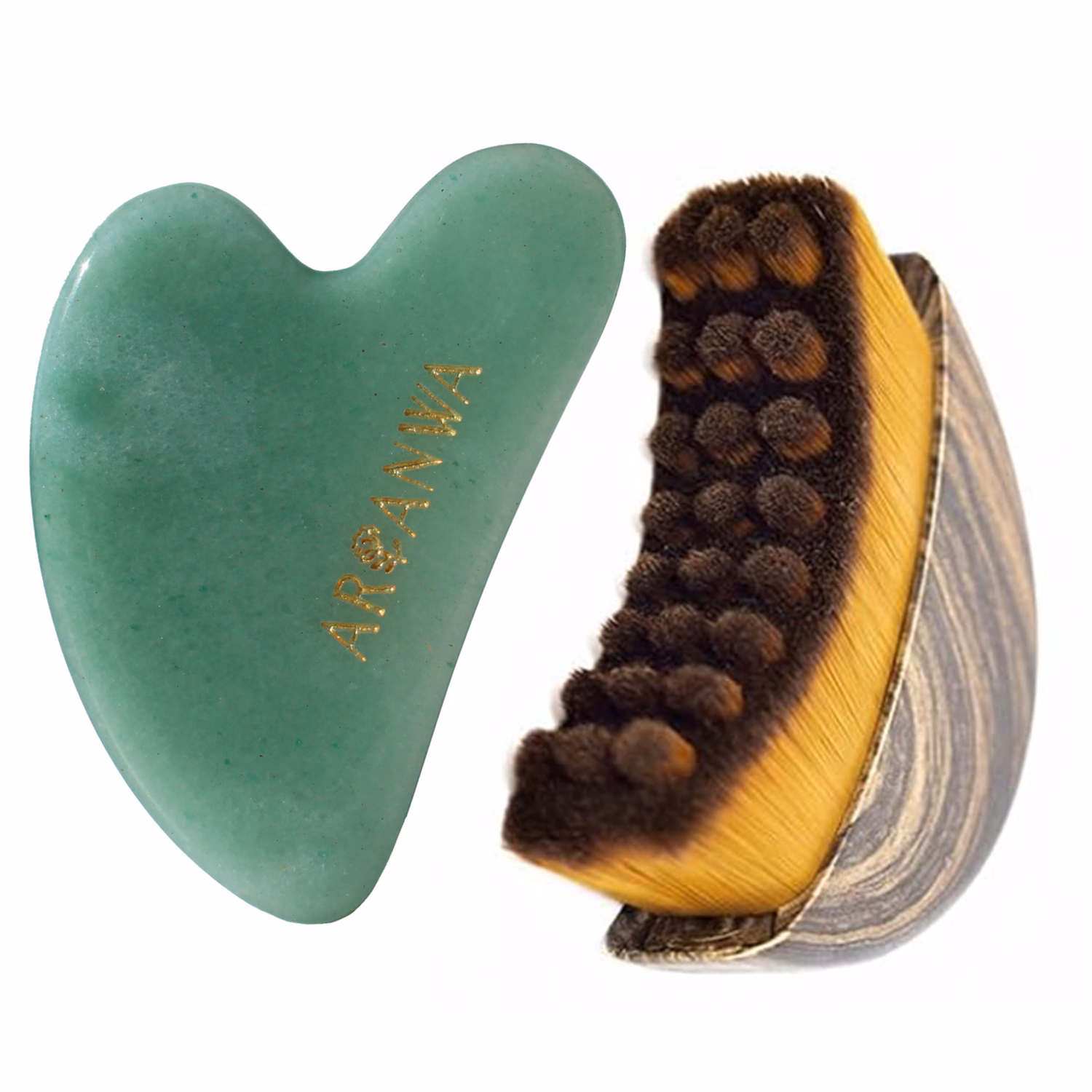 Face Yoga Essentials Set - Gua Sha & Facial Contour Brush Trockenbürste