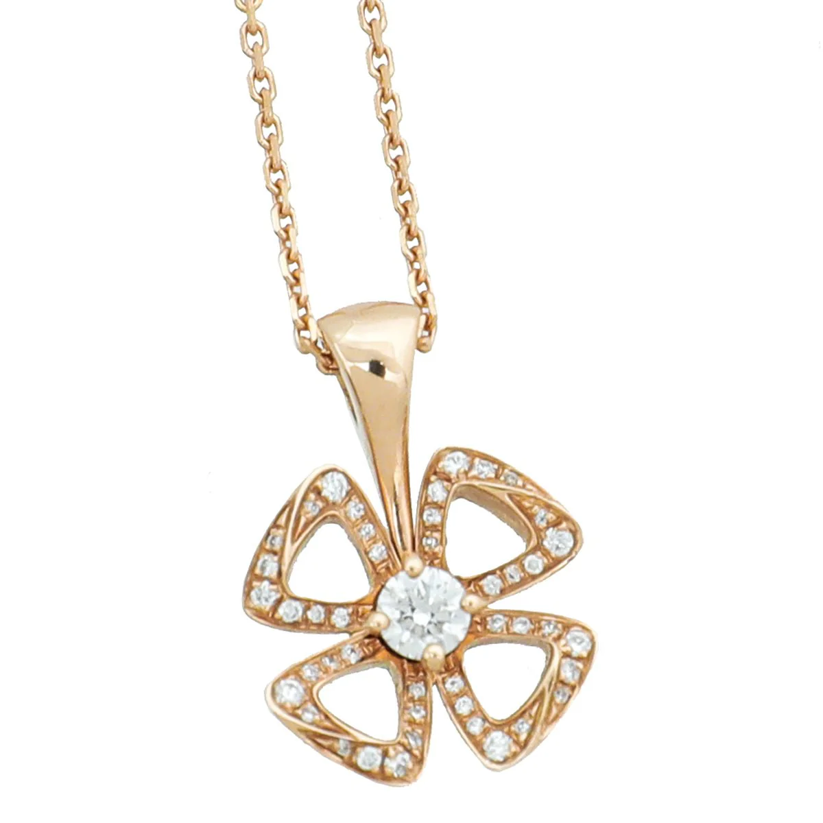 Bvlgari 18K Pink Gold Diamond Fiorever Necklace