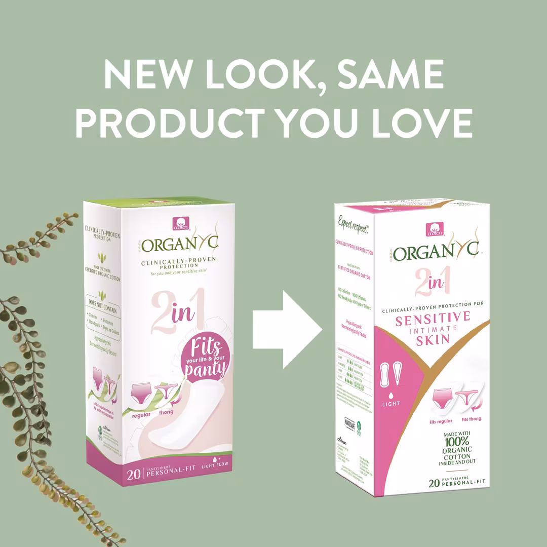 Organyc  100% Certified Organic Cotton 2 in 1 Panty Liners, Light Flow