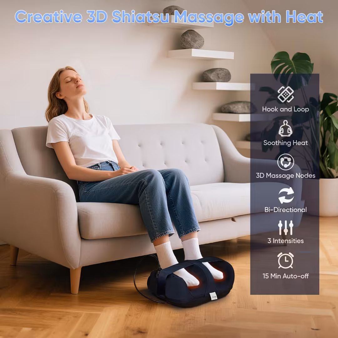TISSCARE  Shiatsu Foot and Calf Massager with Heat, Deep Kneading and Adjustable Massage