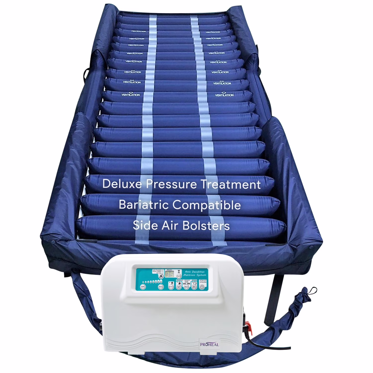 Proheal Bariatric True Low Air Loss Alternating Pressure Air Mattress with Pump & Side Air Perimeter - 42” x 80” x 8/11