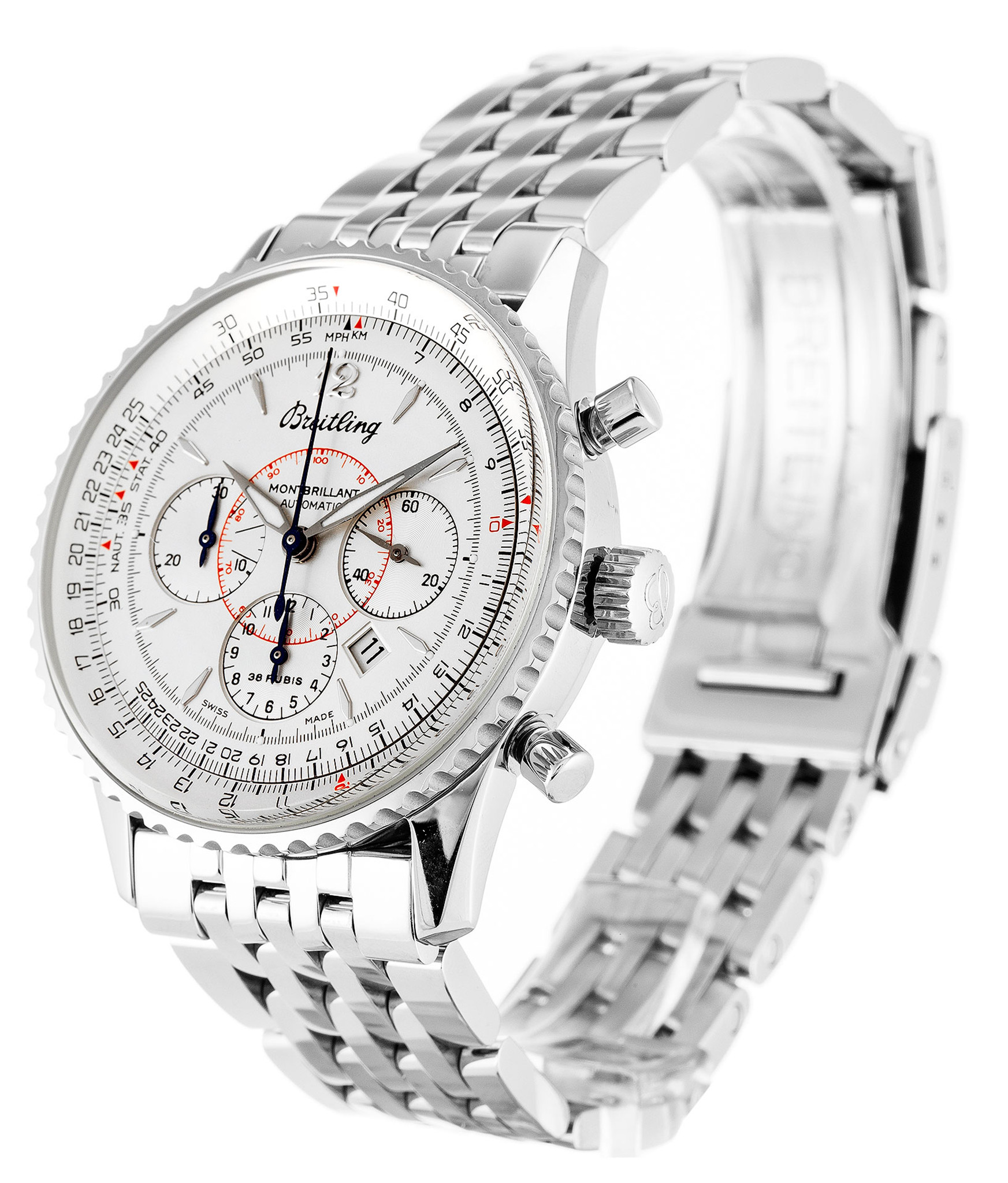 Replica Breitling Montbrillant White Dial White Case A41330