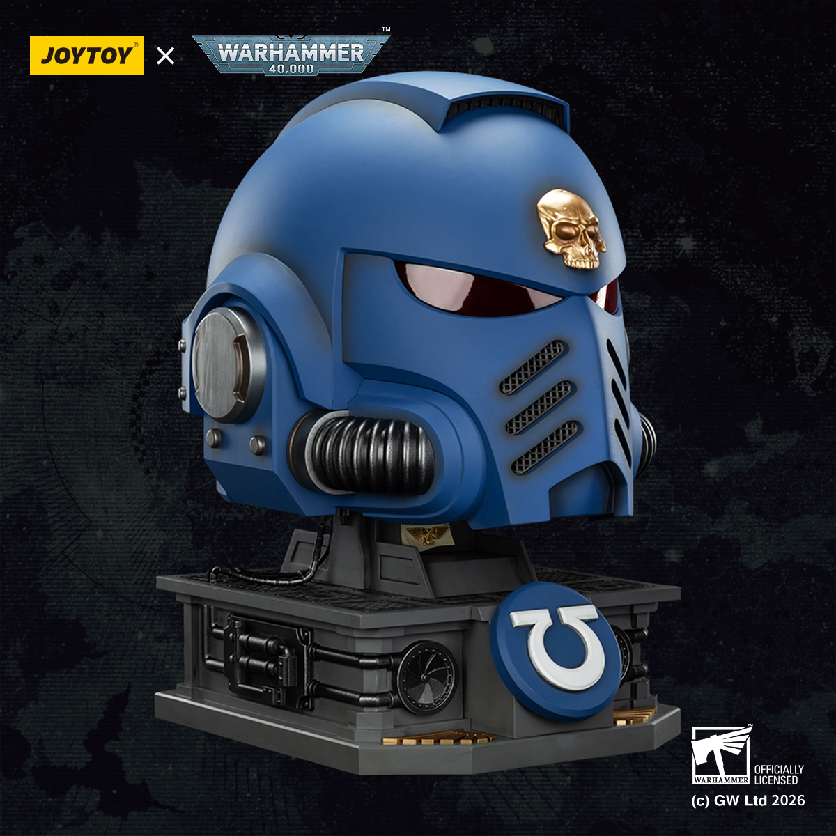 JOYTOY Warhammer 40k 1: 1 Ultramarines Captain MkX Helmet & Display Stand - JOYTOY WORLD