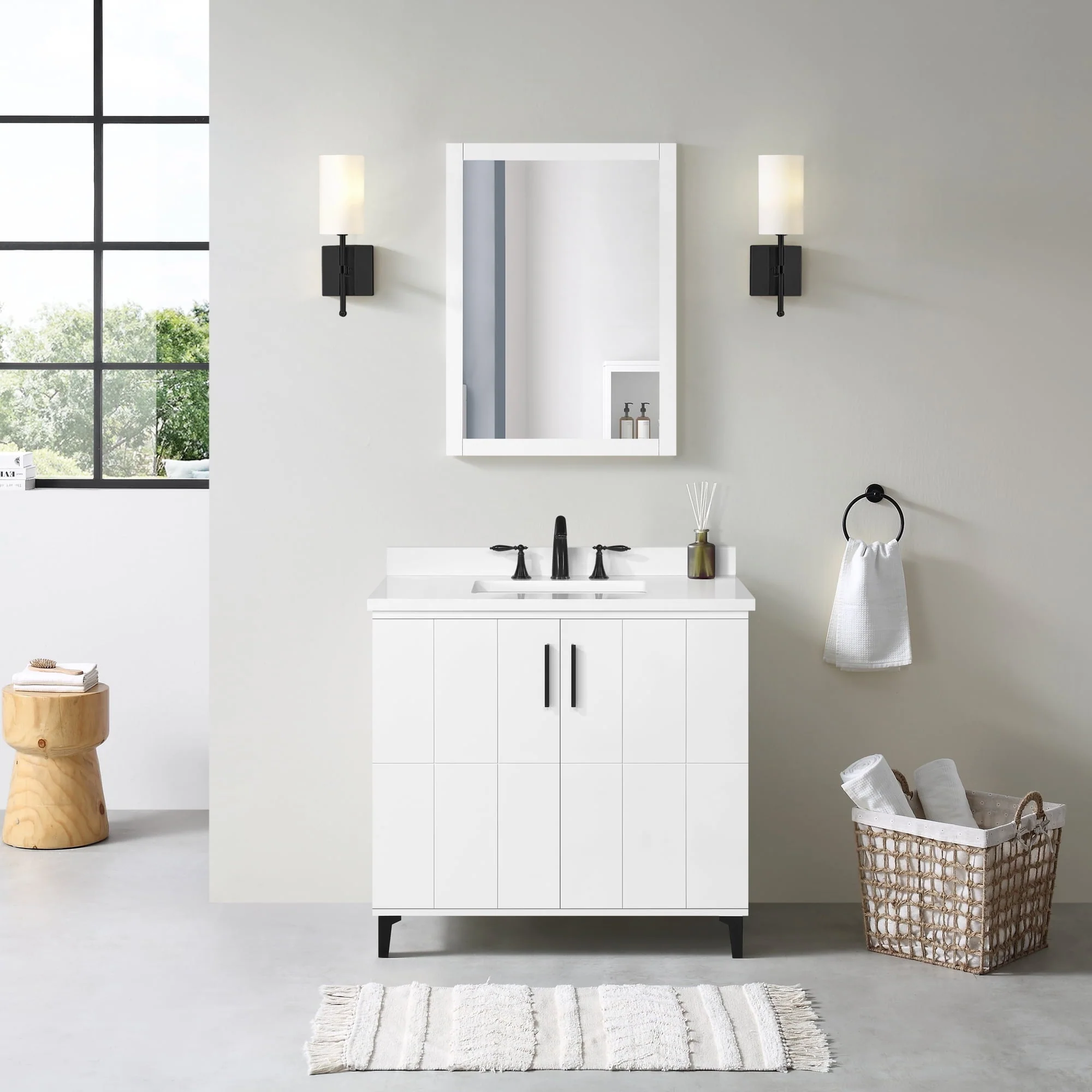 Ove Decors Zenia 36 in W x 22 in D Freestanding Bathroom Vanity with Sink, Matte White