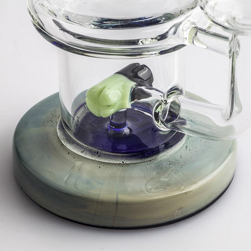 Blue Cube Glass Dab Rig w/ Thermochromic Quartz Banger Set