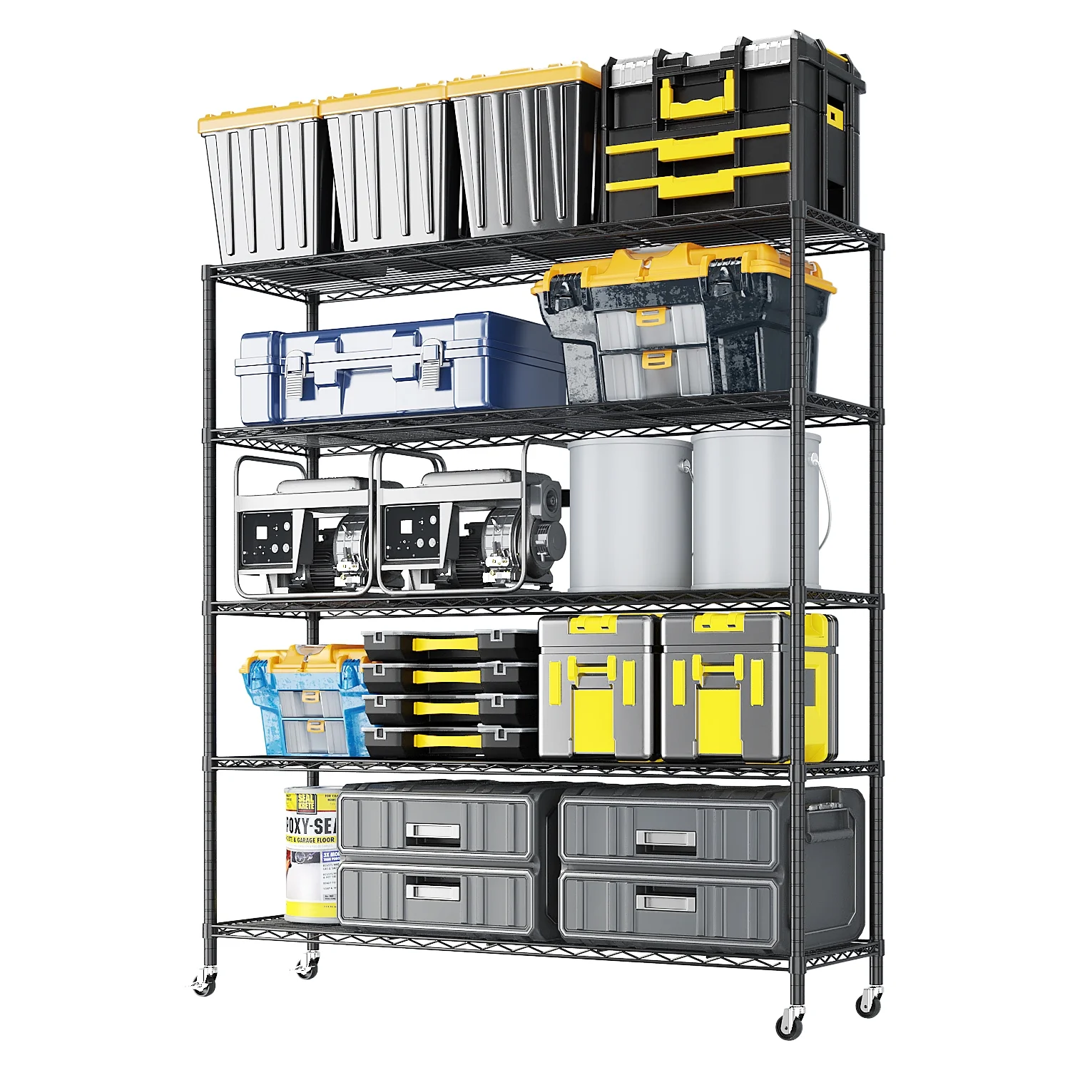 Ktaxon 5-Tier Steel Shelving Unit with Wheels, 46