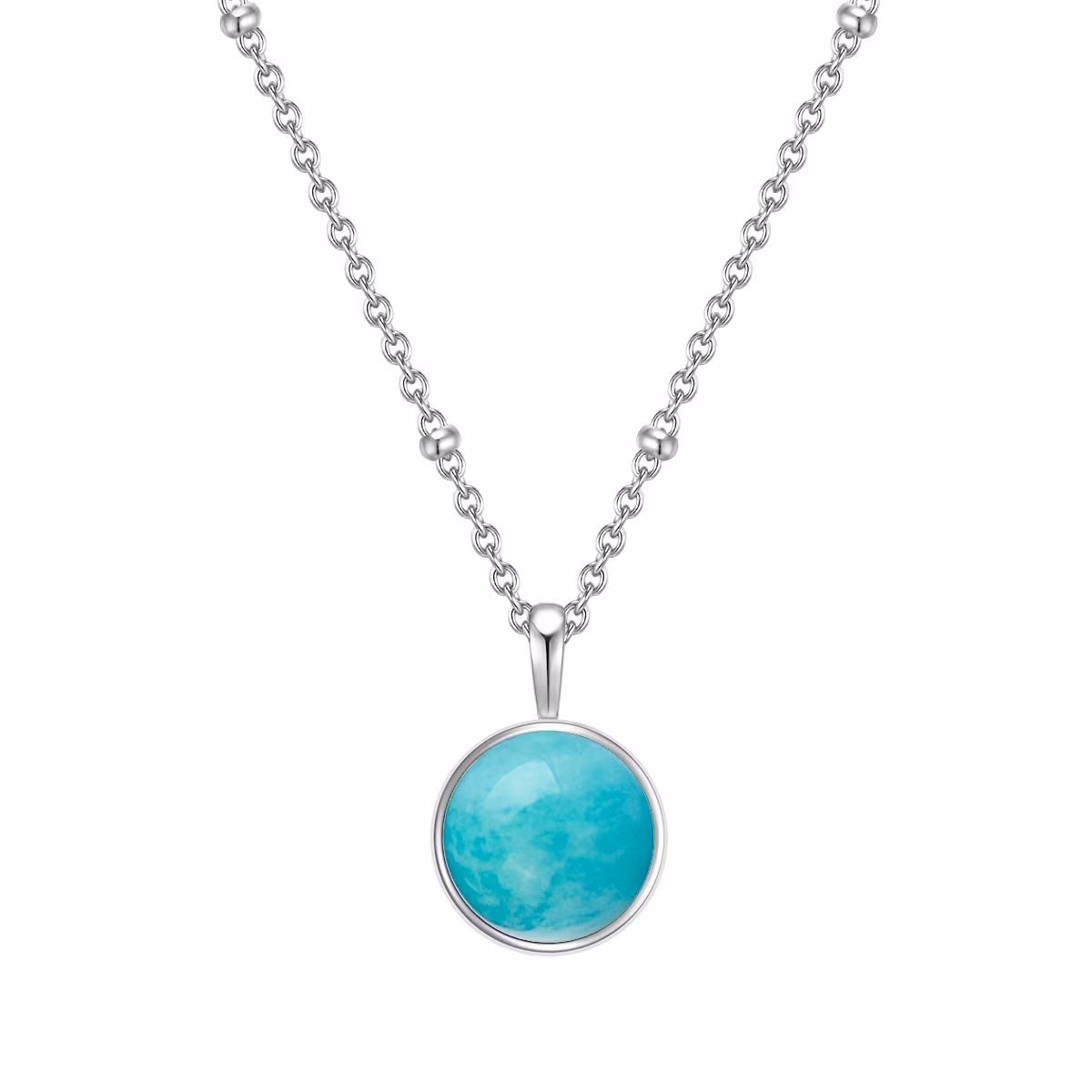 Halskette aus Sterling Silber in gelbgold mit Amazonit